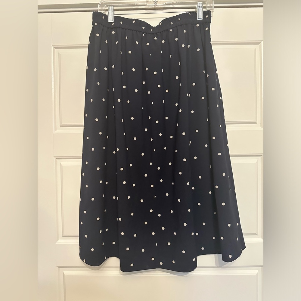 J Crew midi skirt Polka dot Navy Blue size 8